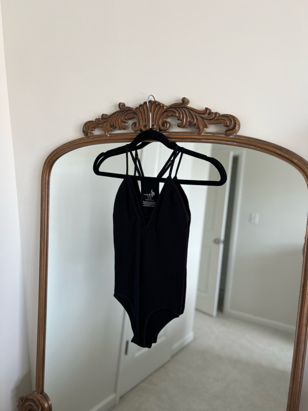 Free People Black Strappy One-Piece Bodysuit